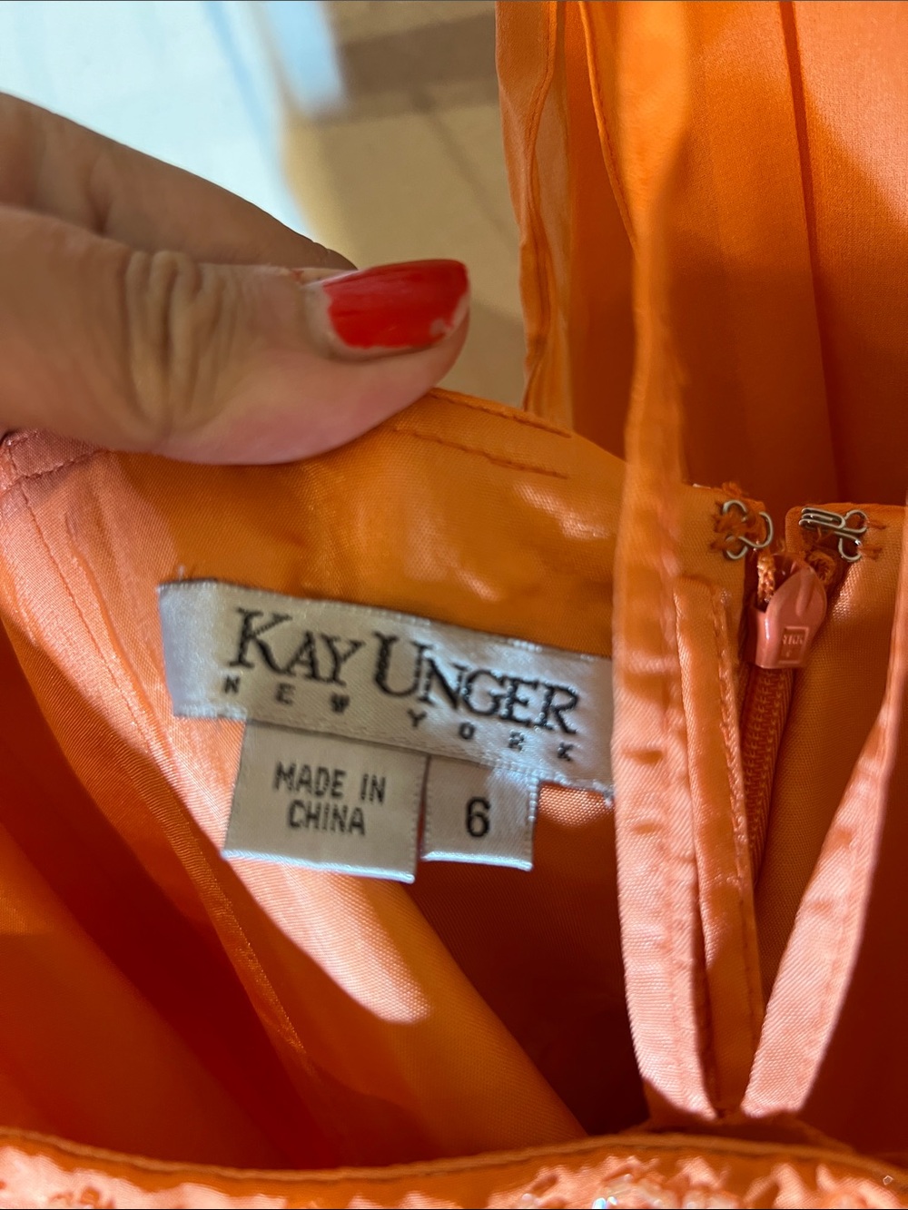 Kay Unger Strapless Orange Raw Silk Cocktail Dress w Large Chiffon Shawl Scarf 6 - Picture 2 of 8